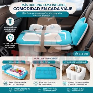 Cama de avión inflable para viaje con bebés y niños pequeños
